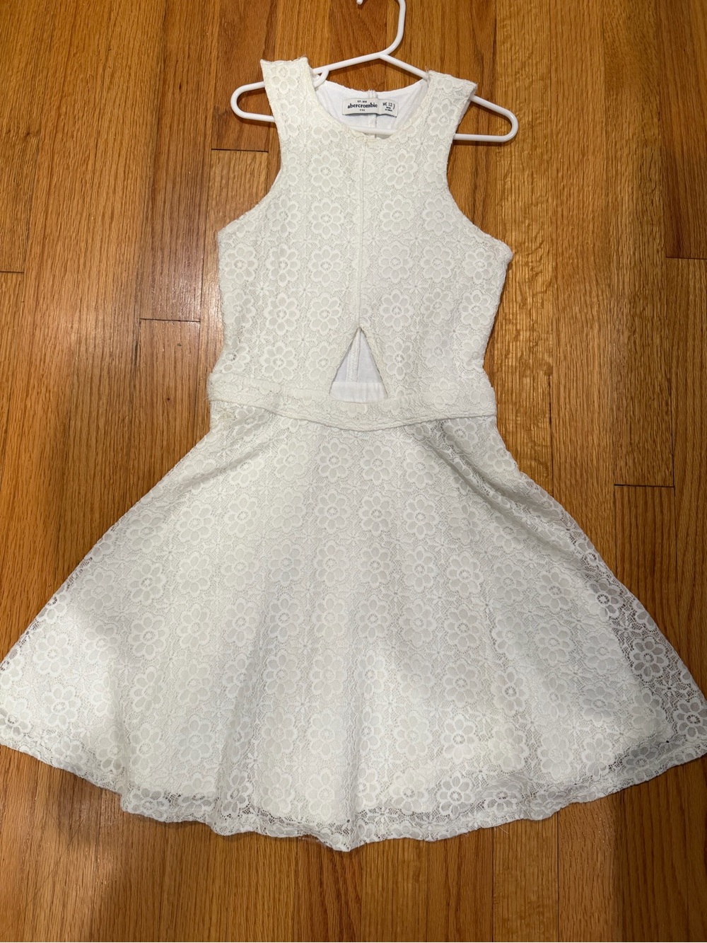 Abercrombie & Fitch Cream Floral Lace Fit-and-Flare Dress